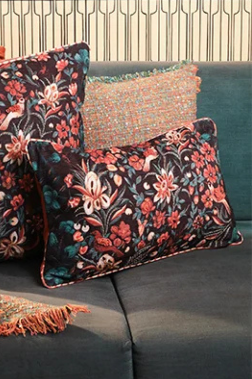 Onset Homes Waadi Chenile Rust Cushion Cover Without Embroidery