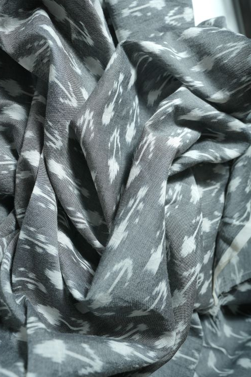 Creative Bee Safe Dye Ikat Cotton Fabric - Gray And White