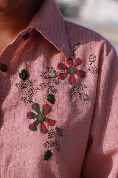 Sadhna"Long Shirt"Peach Applique Work Women Shirt