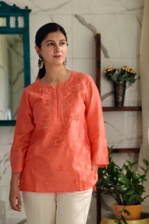 Phae Shreya Top In Pastel Coral