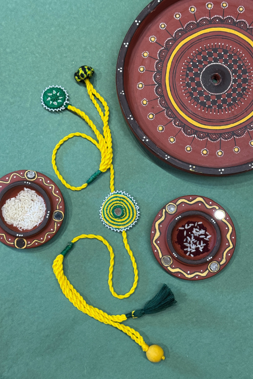 Antarang Yellow Green Bhabhi Rakhi