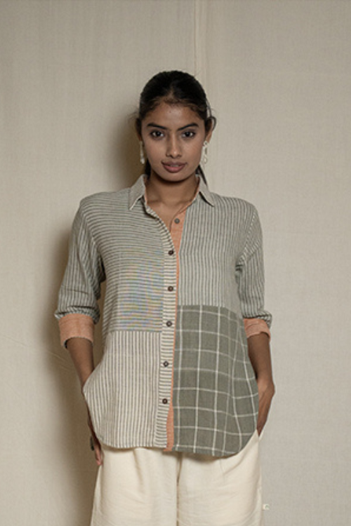 Moralfibre Wabi Sabi Grey Shirt With Multiple Textures & Weave