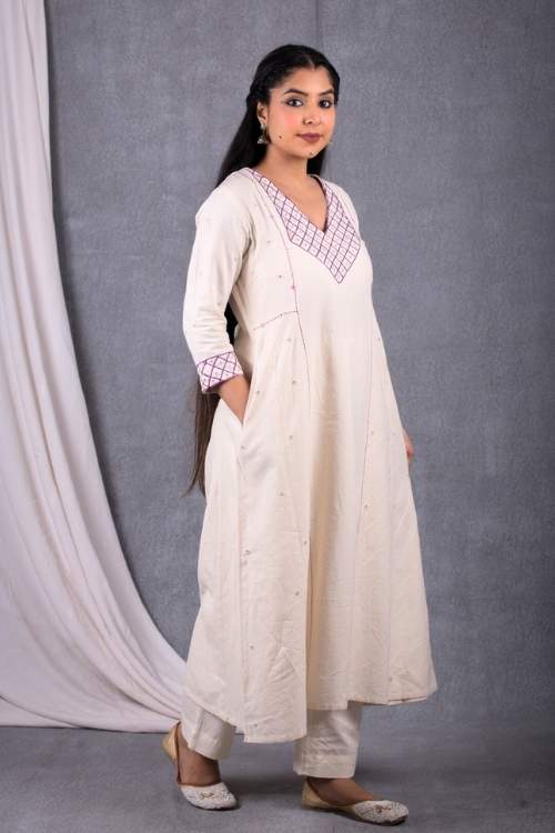 Urmul Desert Crafts- "Amara Kurta" A Line Cotton Handloom Kurta