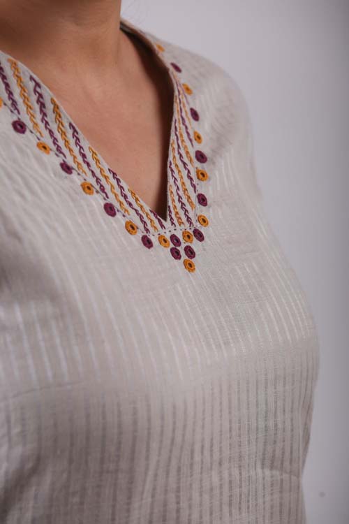 Urmul Desert Crafts-  "Gulshan" Cotton Straight Kurta