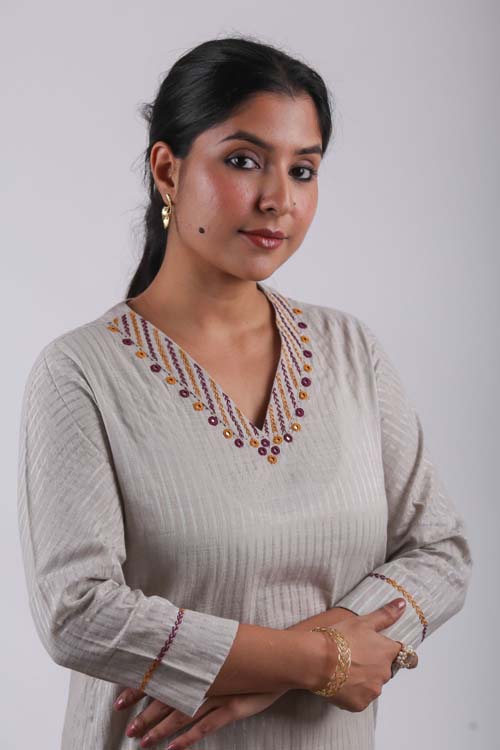 Urmul Desert Crafts-  "Gulshan" Cotton Straight Kurta
