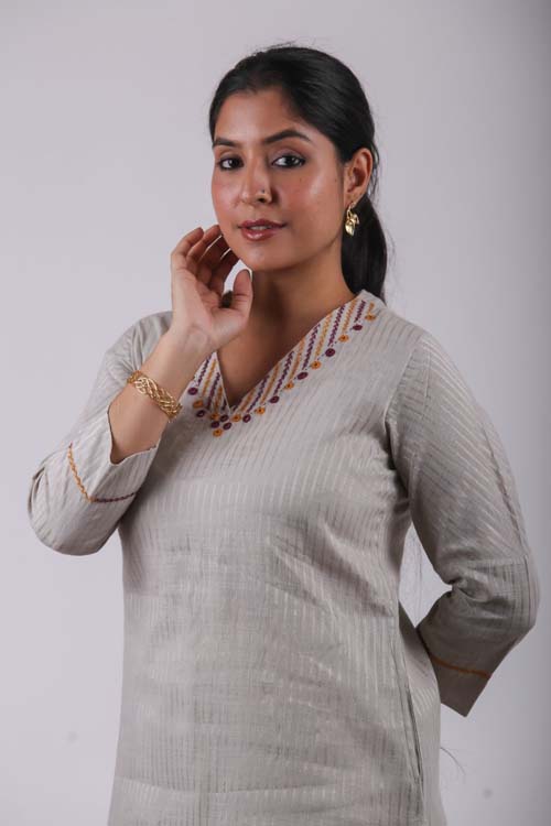 Urmul Desert Crafts-  "Gulshan" Cotton Straight Kurta