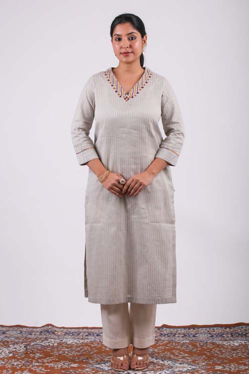 Urmul Desert Crafts-  "Gulshan" Cotton Straight Kurta