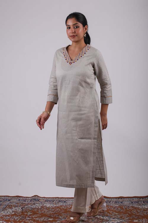 Urmul Desert Crafts-  "Gulshan" Cotton Straight Kurta