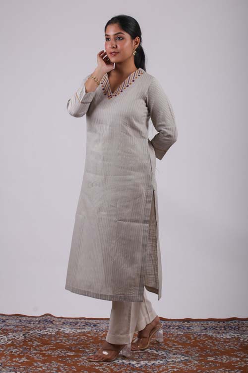 Urmul Desert Crafts-  "Gulshan" Cotton Straight Kurta