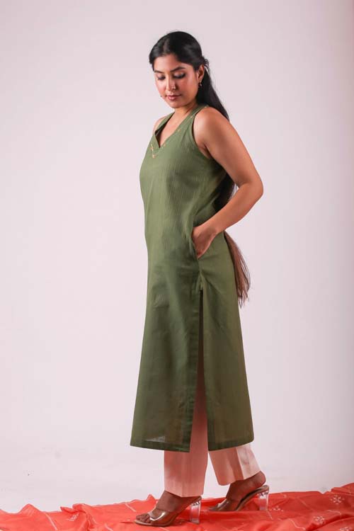 Urmul Desert Crafts-  "Heena" Cotton Halter Neck Kurta