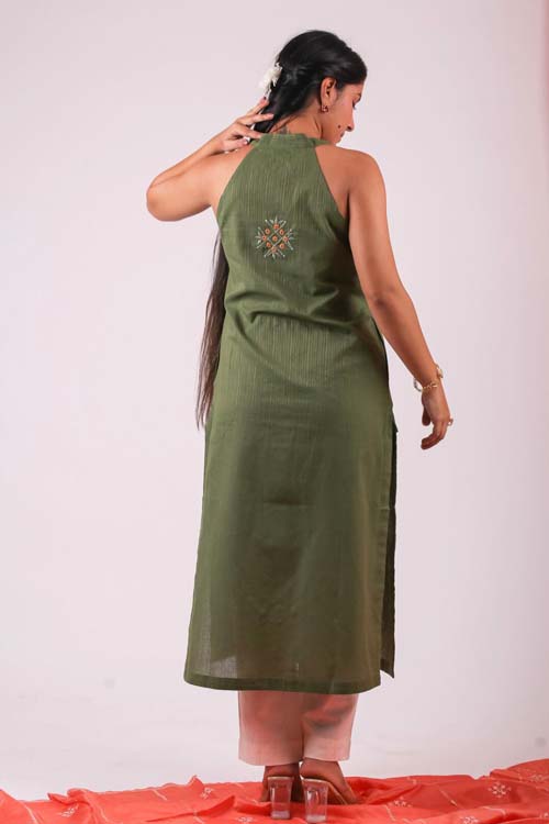 Urmul Desert Crafts-  "Heena" Cotton Halter Neck Kurta