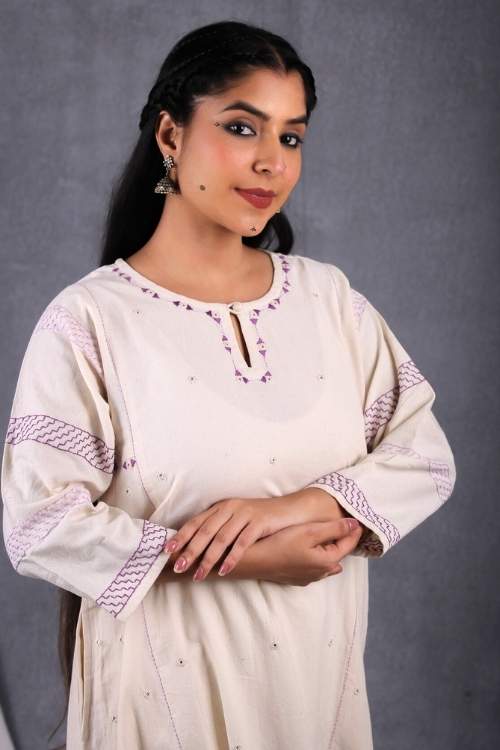 Urmul Desert Crafts-  "Padmini Kurta" A Line Cotton Handloom Kurta