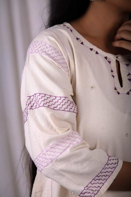 Urmul Desert Crafts-  "Padmini Kurta" A Line Cotton Handloom Kurta