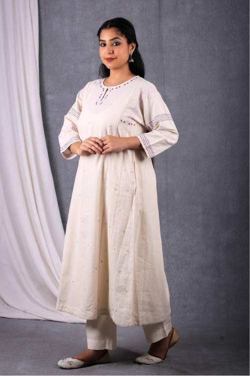 Urmul Desert Crafts-  "Padmini Kurta" A Line Cotton Handloom Kurta