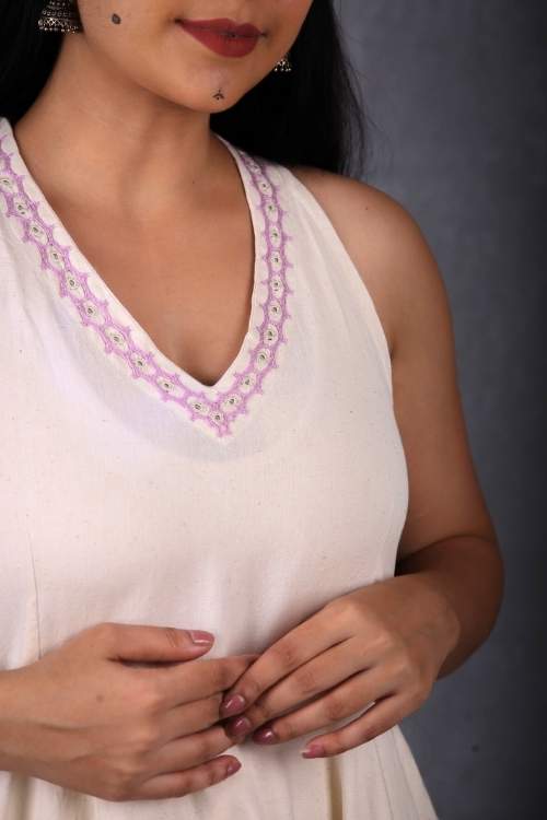 Urmul Desert Crafts-  "Sankhu Dress" Halter Neck Handloom Dress