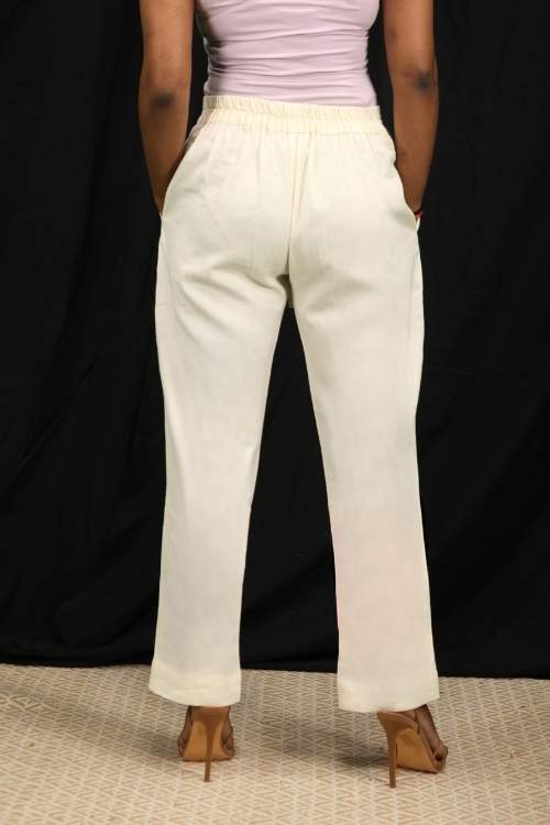 Urmul Desert Crafts- "Sara" White Handloom Cotton Pant