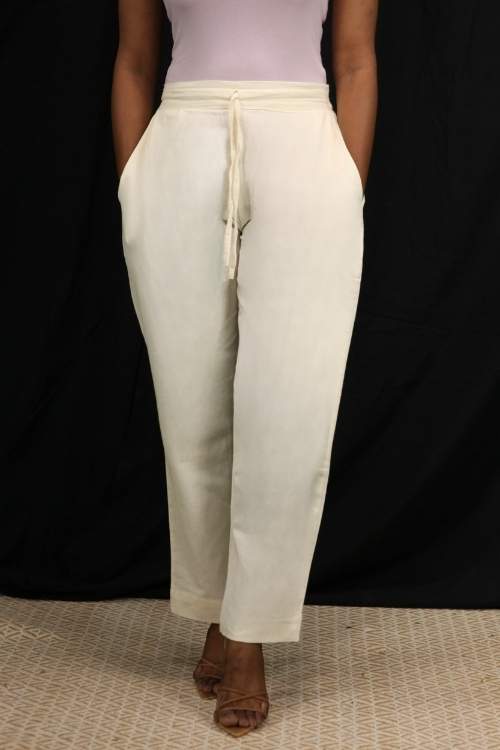 Urmul Desert Crafts- "Sara" White Handloom Cotton Pant