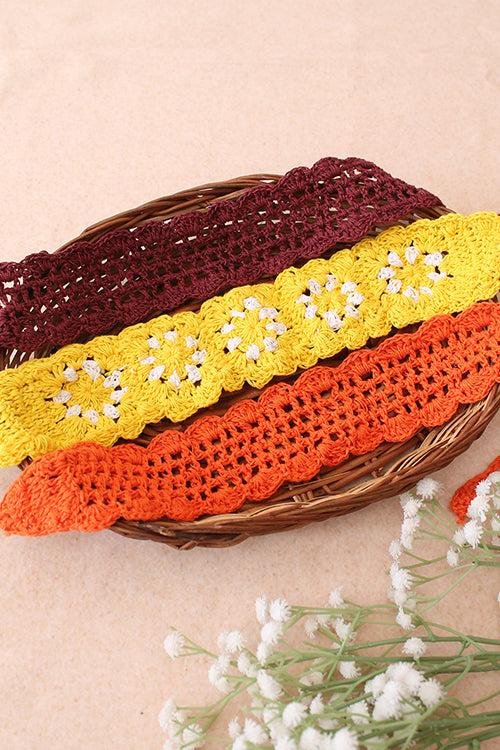 Ajoobaa Crochet "Scallop Stitch" Cotton Headband Combo| Pack Of 3