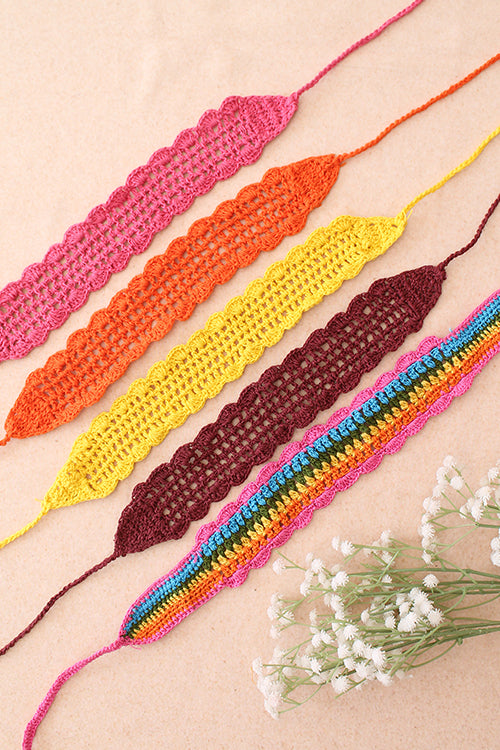 Ajoobaa Crochet "Scallop Stitch" Cotton Headband Combo| Pack Of 5