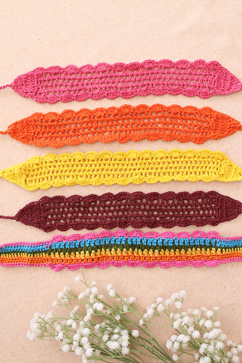 Ajoobaa Crochet "Scallop Stitch" Cotton Headband Combo| Pack Of 5