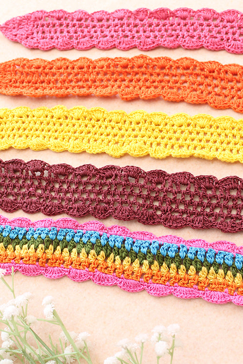 Ajoobaa Crochet "Scallop Stitch" Cotton Headband Combo| Pack Of 5