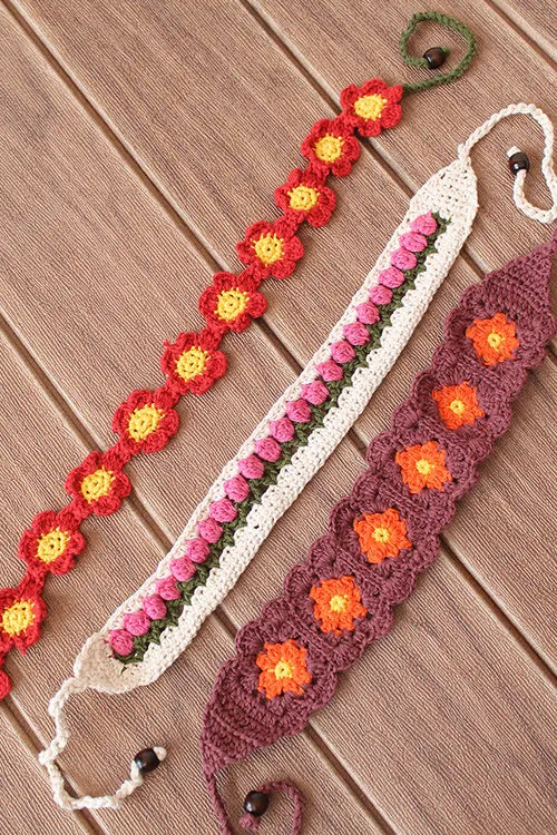 Ajoobaa "Yarnpetal" Crochet Headbands (Set Of 3)