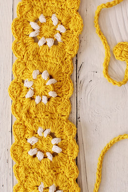 Ajoobaa Crochet Yellow "Granny Square Stitch" Cotton Headband