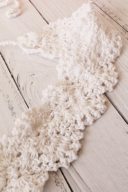 Ajoobaa Crochet "Scallop Design" White Cotton Headband