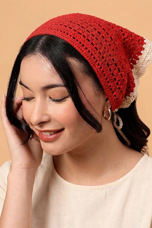Ajoobaa "Vintage" Crochet Bandana - Red