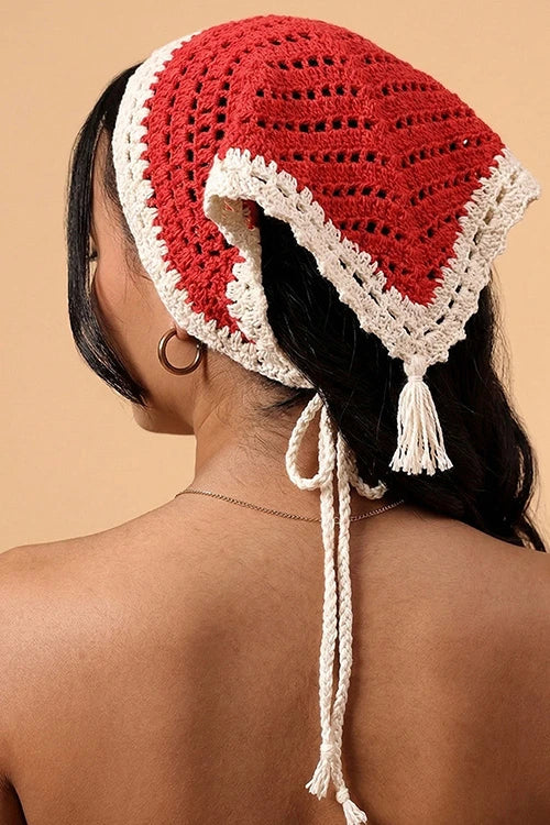 Ajoobaa "Vintage" Crochet Bandana - Red