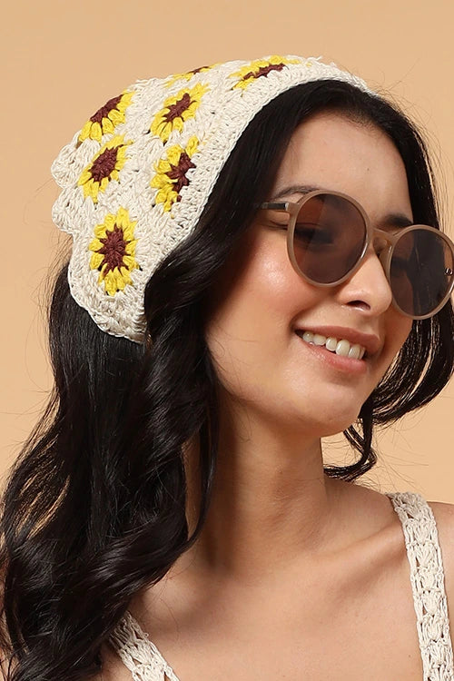 Ajoobaa "Sunflower" Handmade Bandana - Off White