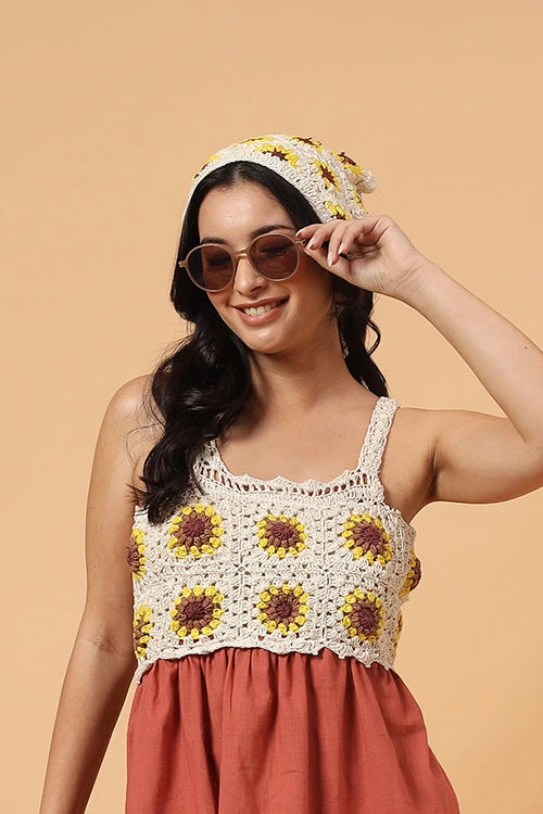 Ajoobaa "Sunflower" Handmade Bandana - Off White