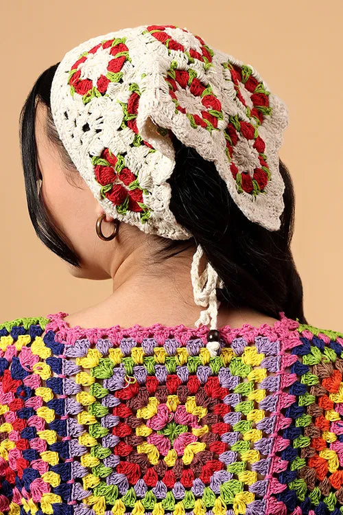 Ajoobaa Handmade "Floral" Bandana - Off White