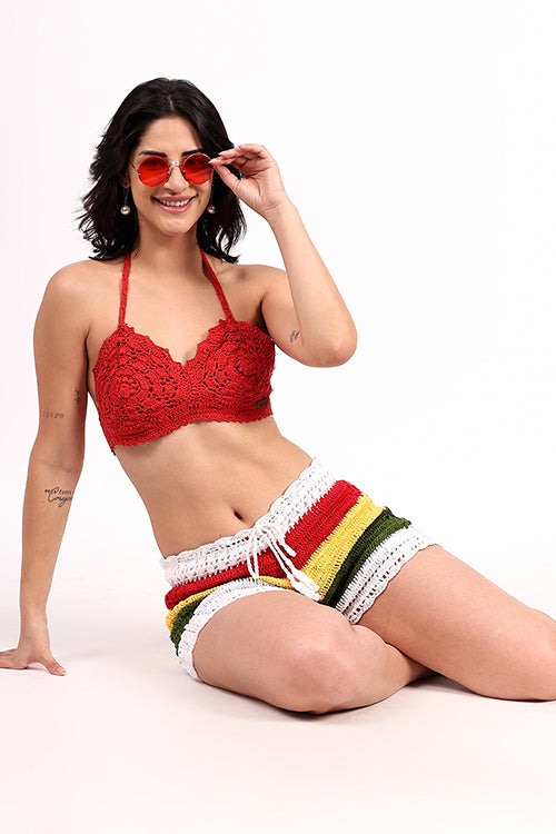 Ajoobaa "Wovencharm" Handmade Crochet Drawstring Shorts