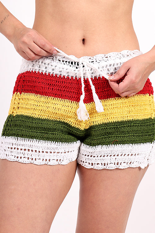 Ajoobaa "Wovencharm" Handmade Crochet Drawstring Shorts