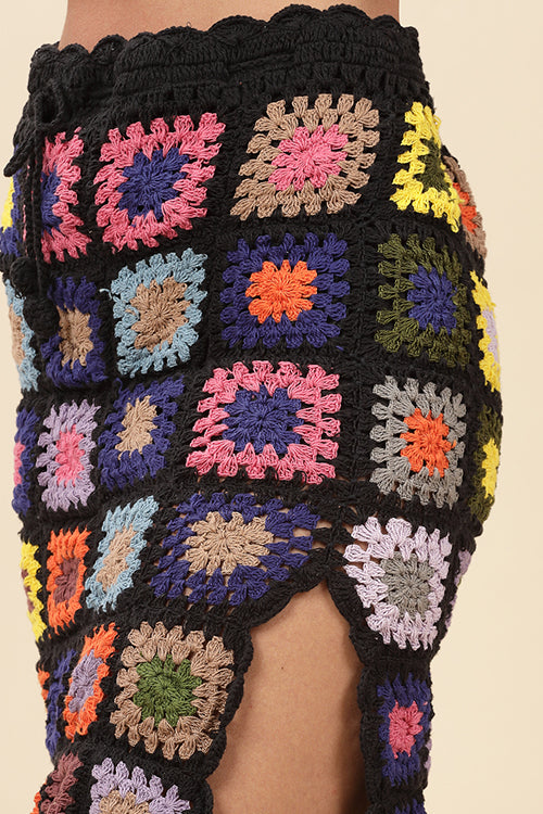 Ajoobaa "Granny Square" Crochet Summer Straight Skirt