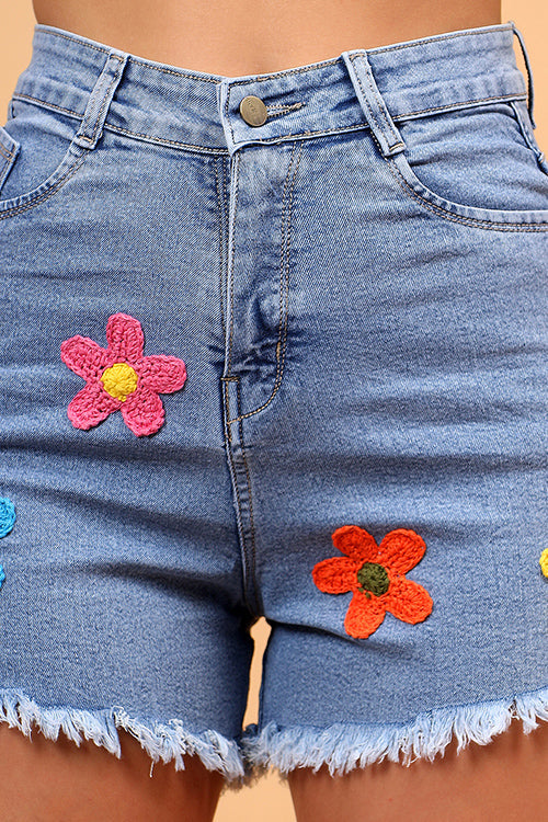 Ajoobaa "Daisy" Floral Denim Shorts