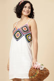Ajoobaa "Bohemian" Handmade Crochet White & Multi  Dress