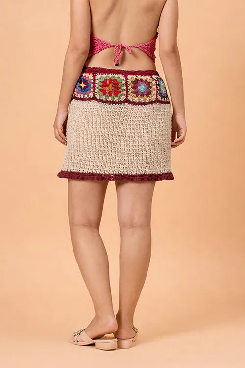 Ajoobaa Crochet "Granny Square" Skirt - Off White