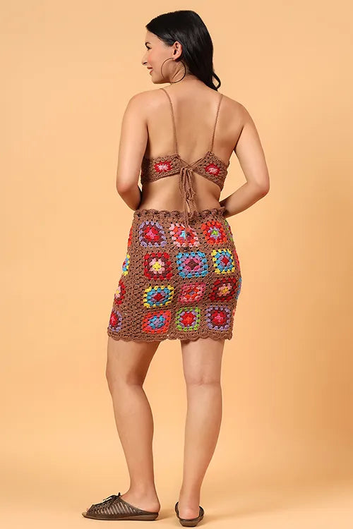 Ajoobaa Crochet "Bohemian" Skirt - Brown