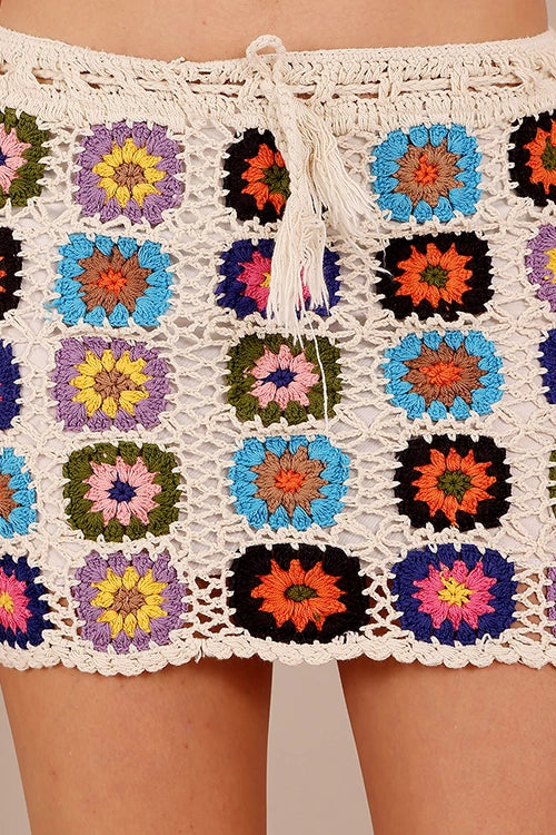 Ajoobaa "Granny Square" Crochet Mini Skirt