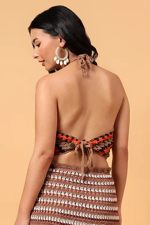 Ajoobaa "Striped" Handmade Halterneck Top - Multicolor