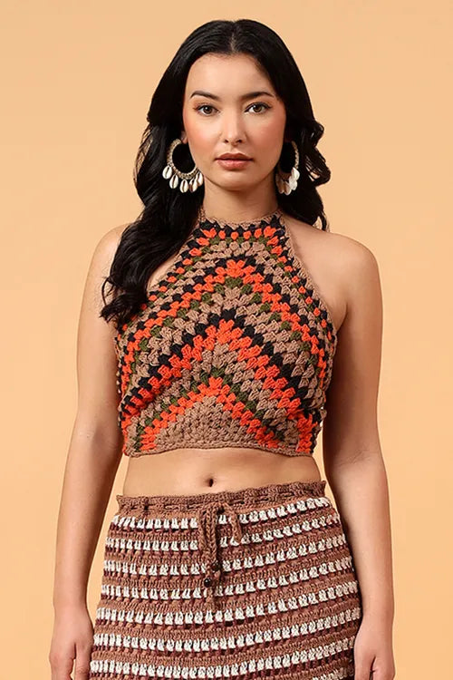 Ajoobaa "Striped" Handmade Halterneck Top - Multicolor