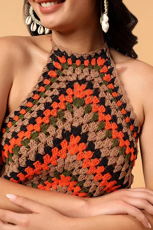 Ajoobaa "Striped" Handmade Halterneck Top - Multicolor