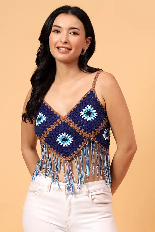 Ajoobaa "Evil Eye" Design Top - Blue