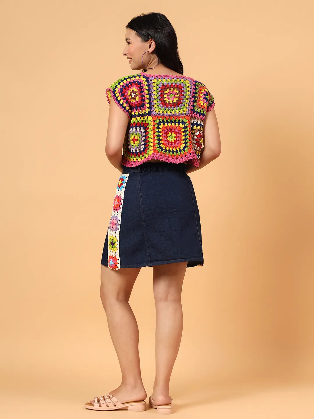 Ajoobaa "Granny Square" Crop Top - Multicolor