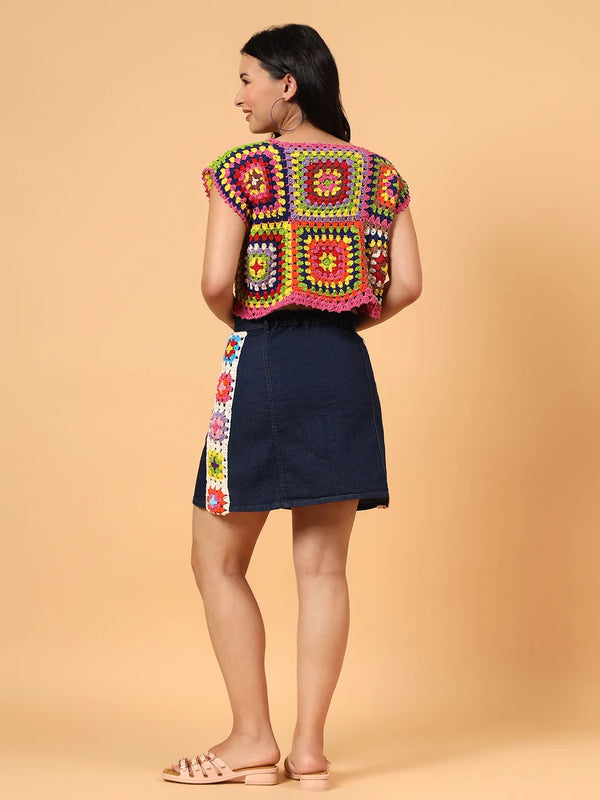 Ajoobaa "Granny Square" Crop Top - Multicolor