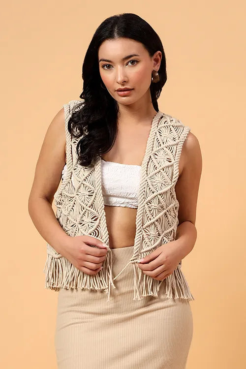 Ajoobaa "Macrame" Bohemain Top - Off White