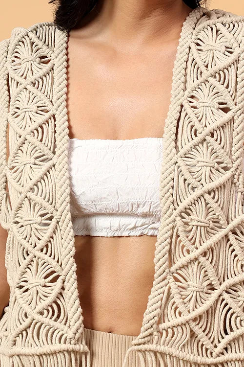 Ajoobaa "Macrame" Bohemain Top - Off White