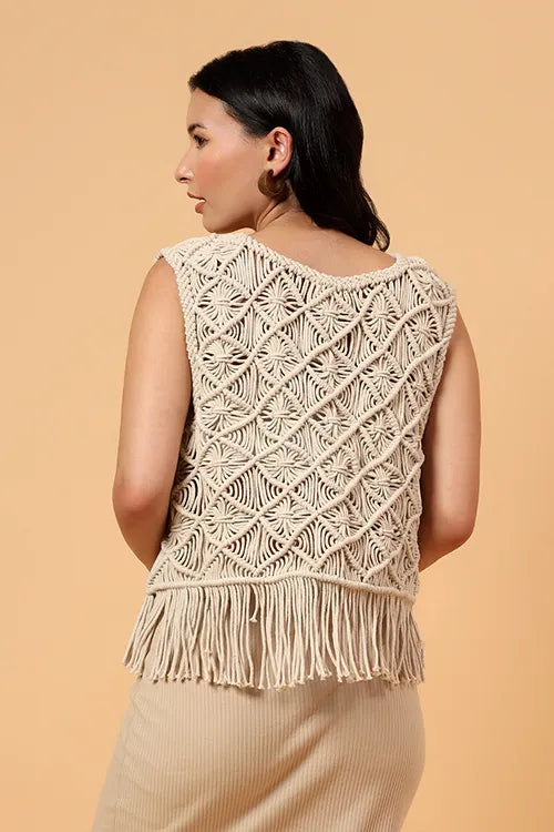 Ajoobaa "Macrame" Bohemain Top - Off White